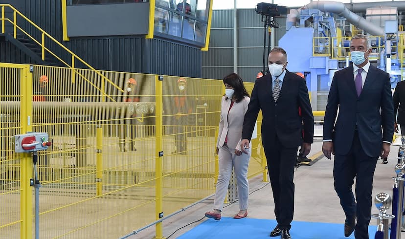 Predsjednik Crne Gore Milo Đukanović pustio u rad fabriku aluminijskih trupaca-bileta u okviru Uniprom-KAP