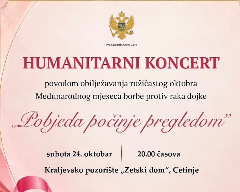 Kabinet Predsjednika organizuje humanitarni koncert „Pobjeda počinje pregledom“: Zajedno za bolje uslove liječenja onkoloških pacijenata 