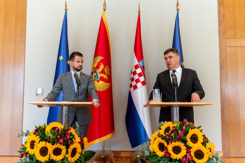 Konferencija za medije predsjednika Crne Gore Jakova Milatovića i predsjednika Republike Hrvatske Zorana Milanovića 