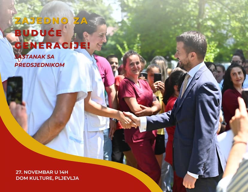 Predsjednik Milatović za sjutra zakazao sastanak sa gradjanima Pljevalja