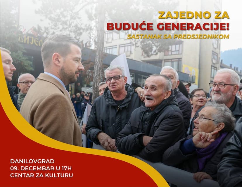 Predsjednik Milatović sjutra u Danilovgradu na sastanku sa građanima